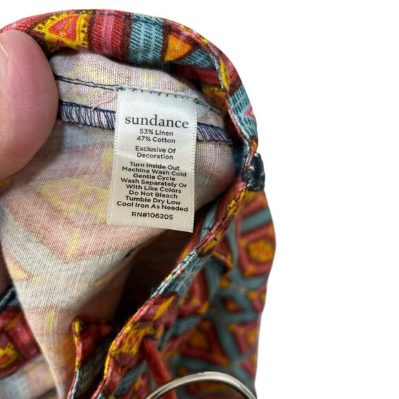 Sundance Women's Kalini Linen Cuffed Shorts Size Small Pockets Zipper Rust/Navy - Picture 3 of 5